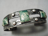 Early 1900's Vintage Native American Navajo Cerrillos Turquoise Sterling Silver Bracelet-Nativo Arts