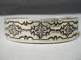 Thick Heavy Sturdy Navajo Stamp Genius Sterling Silver Native American Bracelet-Nativo Arts
