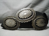 Heavy Thick Vintage Navajo Sterling Silver Native American Concho Belt Old-Nativo Arts