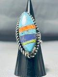 Sensational Vintage Native American Navajo Turquoise Gaspeite Sterling Silver Ring-Nativo Arts