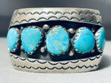 Rare Easter Blue Turquoise Vintage Native American Navajo Sterling Silver Bracelet-Nativo Arts