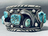 Classic Museum Vintage Native American Navajo Turquoise Leaf Sterling Silver Bracelet Old-Nativo Arts