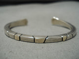 Stunning Vintage Native American Navajo Ron Henry Thicker Gold Sterling Silver Bracelet-Nativo Arts