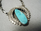 Unique Vintage Native American Navajo Royston Turquoise Sterling Silver Necklace Old-Nativo Arts
