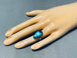 Lovely Vintage Native American Navajo Bisbee Turquoise Sterling Silver Ring-Nativo Arts