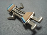 Intrciate!! Vintage Navajo Kachina Turquoise Native American Sterling Silver Pin-Nativo Arts