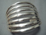 Gigantic Navajo 7 Rail Sterling Silver Bracelet Native American-Nativo Arts