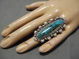 Breathtaking Vintage Native American Navajo Pilot M Turquoise Sterling Silver Ring-Nativo Arts