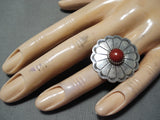 Danny Mike Navajo Coral Sterling Silver Ring Native American-Nativo Arts