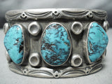 Statement Vintage Native American Navajo Blue Diamond Turquoise Sterling Silver Bracelet-Nativo Arts