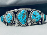 Heavy Museum Vintage Native American Navajo Blue Thunder Turquoise Sterling Silver Bracelet-Nativo Arts