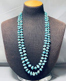 Breathtaking Vintage Native American Navajo Kingman Turquoise Chunks Sterling Silver Necklace-Nativo Arts
