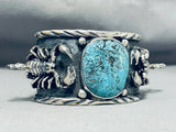 Intriguing San Felipe Blue Diamond Turquoise Sterling Silver Scorpion Bracelet-Nativo Arts