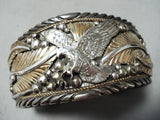 Extreme Detailed Vintage Native American Navajo Flying Eagle Sterling Silver Bracelet-Nativo Arts