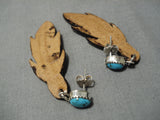 Incredible Vintage Navajo Turquoise Sterling Silver Native American Earrings-Nativo Arts