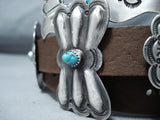 Detailed Vintage Native American Navajo Turquoise Sam Sterling Silver Concho Belt Old-Nativo Arts
