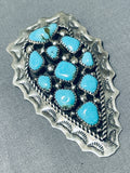 Bill Slim Vintage Native American Navajo Kingman Turquoise Sterling Silver Pin/ Pendant Signed-Nativo Arts