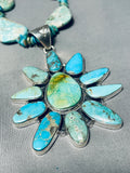 Turquoise Sun Longer Native American Navajo 34 Inch Sterling Silver Necklace-Nativo Arts