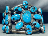 One Of The Best Ever Vintage Native American Navajo Cluster Turquoise Sterling Silver Bracelet-Nativo Arts