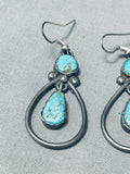 Tears Of Joy Vintage Native American Navajo Turquoise Sterling Silver Earrings-Nativo Arts