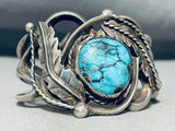 Museum Quality Vintage Native American Navajo Blue Diamond Turquoise Sterling Silver Bracelet-Nativo Arts