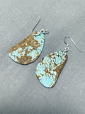 Native American Beautiful Santo Domingo 8 Turquoise Sterling Silver Earrings-Nativo Arts