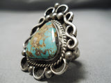 Marvelous Silver Works!! Vintage Native American Navajo Royston Turquoise Sterling Ring-Nativo Arts