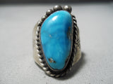 Marvelous Vintage Native American Navajo Bisbee Turquoise Sterling Silver Ring-Nativo Arts