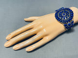 Incredible Native American Navajo Teardrop Lapis Sterling Silver Bracelet-Nativo Arts