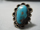 Very Rare Vintage Native American Navajo Persin Turquoise Sterling Silver Ring Old-Nativo Arts
