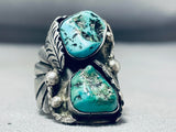 Magnificent Heavy Vintage Native American Navajo Turquoise Sterling Silver Ring-Nativo Arts