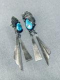 Incredible Native American Navajo Morenci Turquoise Sterling Silver Pendant Earrings-Nativo Arts