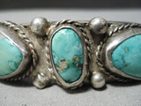 Thick And Old Vintage Native American Navajo Turquoise Sterling Silver Bracelet Old-Nativo Arts
