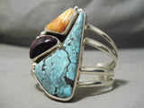 Native American Important Vintage Adam Fierro Spiderweb Turquoise Sterling Silver Bracelet-Nativo Arts