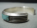 Signed Larry B Vintage Native American Navajo Spiderweb Turquoise Sterling Silver Bracelet-Nativo Arts