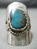 Amazing Huge Vintage Native American Navajo Blue Turquoise Sterling Silver Ring Old-Nativo Arts