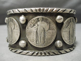 So Heavy Thick Native American Sterling Silver Coin Bracelet Cuff-Nativo Arts