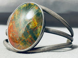 One Of The Most Unique Vintage Native American Navajo Green Jasper Sterling Silver Bracelet-Nativo Arts