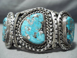 Heavy 100+ Grem Vintage Native American Navajo Old Morenci Turquoise Sterling Silver Bracelet-Nativo Arts