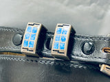 Native American Very Rare Vintage Navajo Lapis Sterling Silver Ranger Buckle Set-Nativo Arts