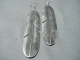 Unbelievable Navajo Sterling Silver Feather Earrings Native American-Nativo Arts