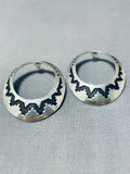 Signed Vintage Native American Navajo Sterling Silver Hoop Earrings-Nativo Arts