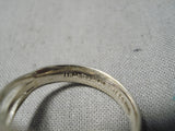 Intricate!! Vintage Zuni Native American Turquoise Eagle Sterling Silver Ring-Nativo Arts