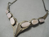 One Of The Best Vintage Native American Navajo Pink Shell Sterling Silver Necklace Old-Nativo Arts