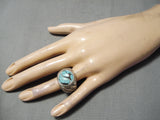 Fascinating Vintage Navajo Turquoise Sterling Silver Ring Native American Old-Nativo Arts