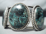 Signed Vintage Native American Navajo Variscite Sterling Silver Bracelet Old-Nativo Arts