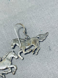Impressive Native American Navajo Sterling Silver Horse Earrings-Nativo Arts