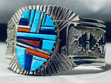 Important Priscilla Becenti Native American Navajo Turquoise Inlay Sterling Silver Bracelet-Nativo Arts