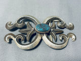 Very Heavy Rare Turquoise Vintage Native American Navajo Sterling Silver Buckle-Nativo Arts
