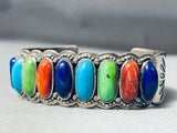 Rainbow Stones Vintage Southwest Sterling Silver Bracelet-Nativo Arts